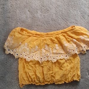 Yellow top off the shoulder